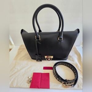 Valentino Garavani Demilune Studded Large Leather Satchel